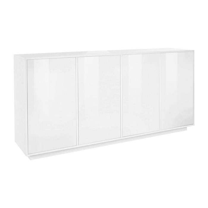 Credenza Virgilio, Madia da cucina a 4 ante, Buffet da soggiorno, 100% Made in Italy, cm 180x41h86, Bianco lucido