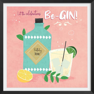 Affiche let's the celebration Affiche + cadre en bois - Noir