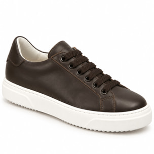 Sneakers stringate in vera pelle