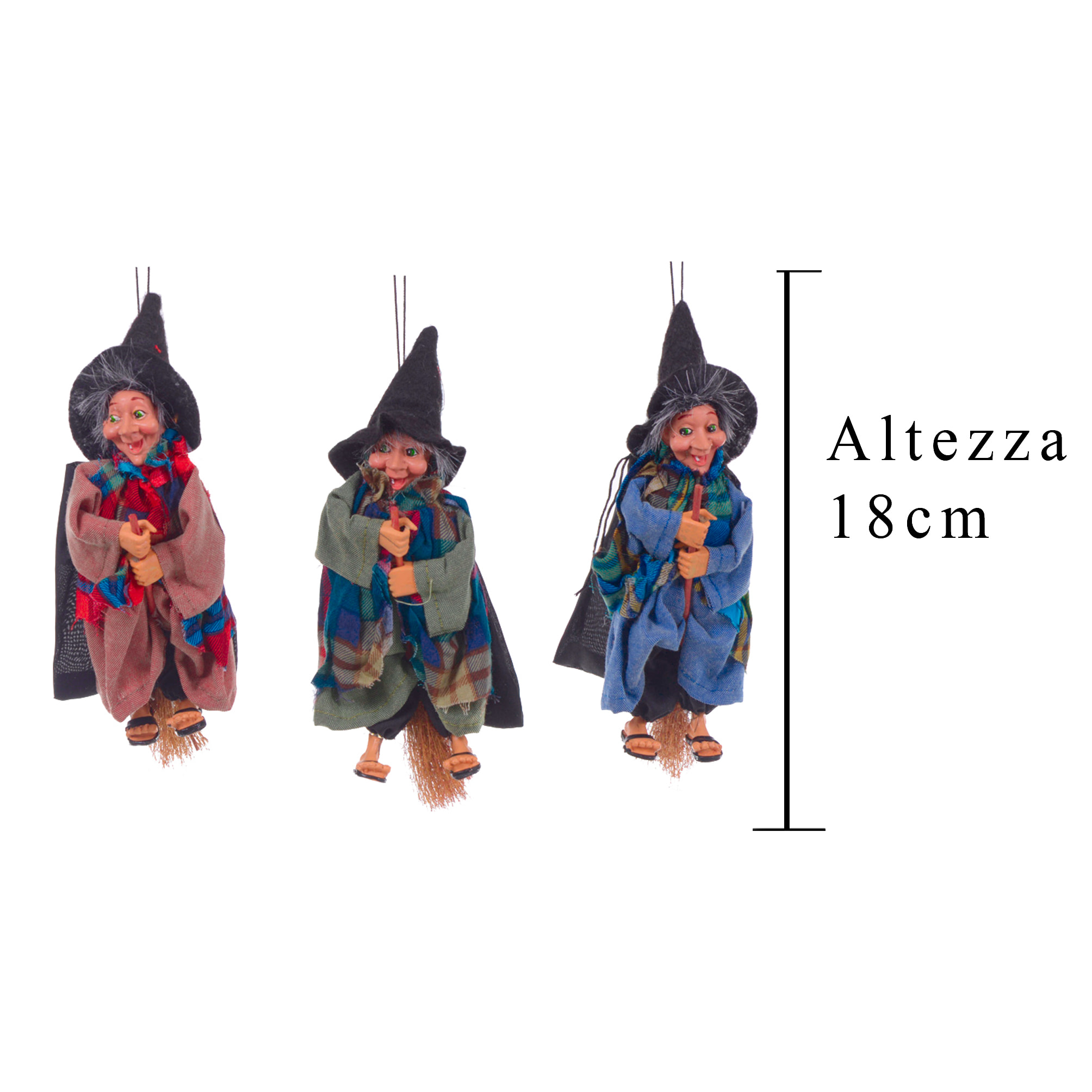 Befana Da Appendere. Altezza 18 Cm - Pezzi 6 - 6X18X5cm - Colore: Altro - Bianchi Dino - Articoli Natalizi