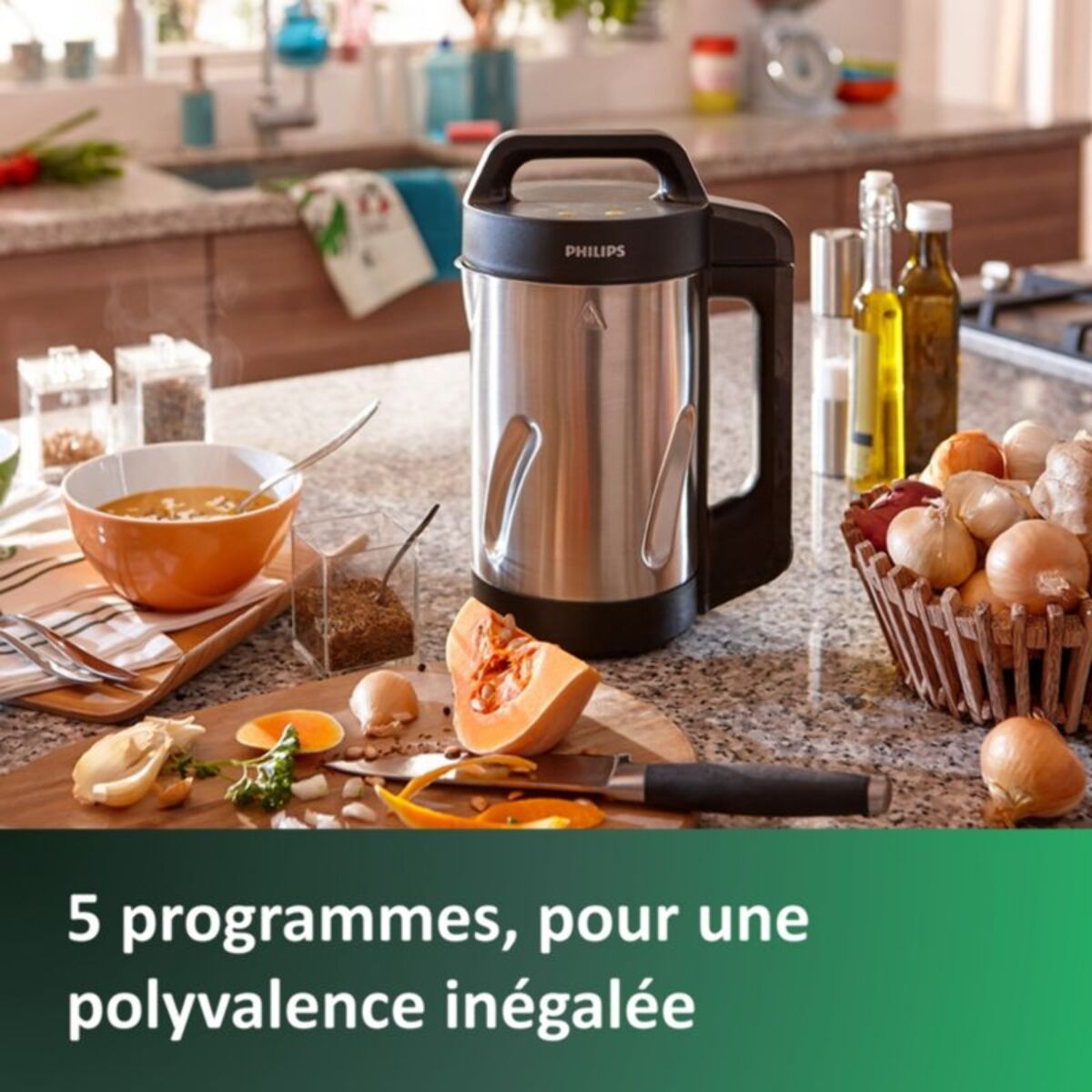 Blender chauffant PHILIPS HR2203/80 Blender pour soupe métal 1,2L, 1000W
