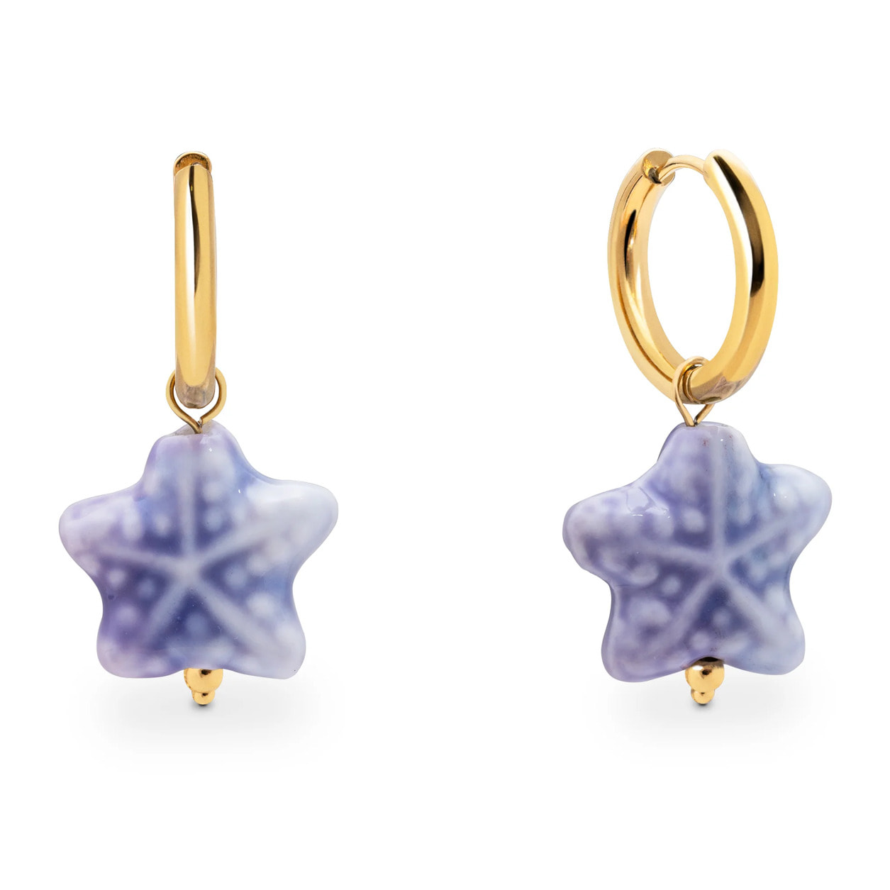 Pendientes Starfish Blue Acero Baño Oro