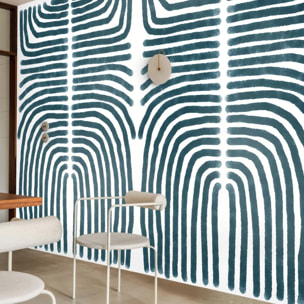 Carta da Parati Boho Astratta Blu e Bianca