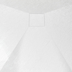 Receveur de douche 90x160x2.6 cm en SMC Finition Ardoise - Blanc Mat - ROCK 2 WHITE