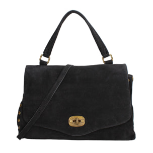 Borsa a mano da donna Made in Italy - Modello Zelia Elite - Pelle scamosciata - 37.0 x 22.0 x 15.0 cm