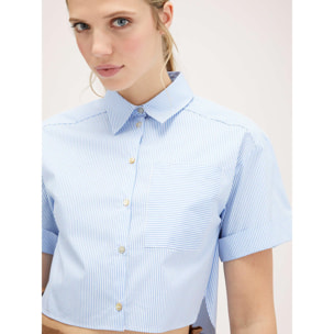 Motivi - Camisa corta de rayas con bolsillo - Light - blue