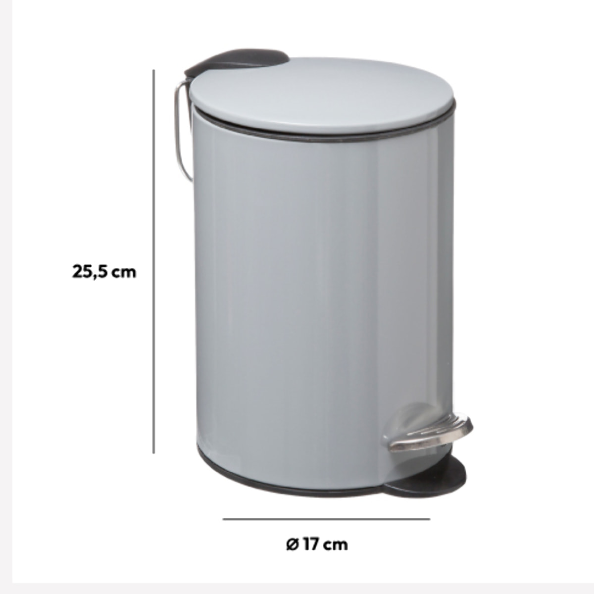 Poubelle métal soft close 3L "Colorama" gris