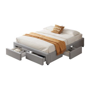 MIA - Lit contemporain à tiroirs - 160x200 - gris