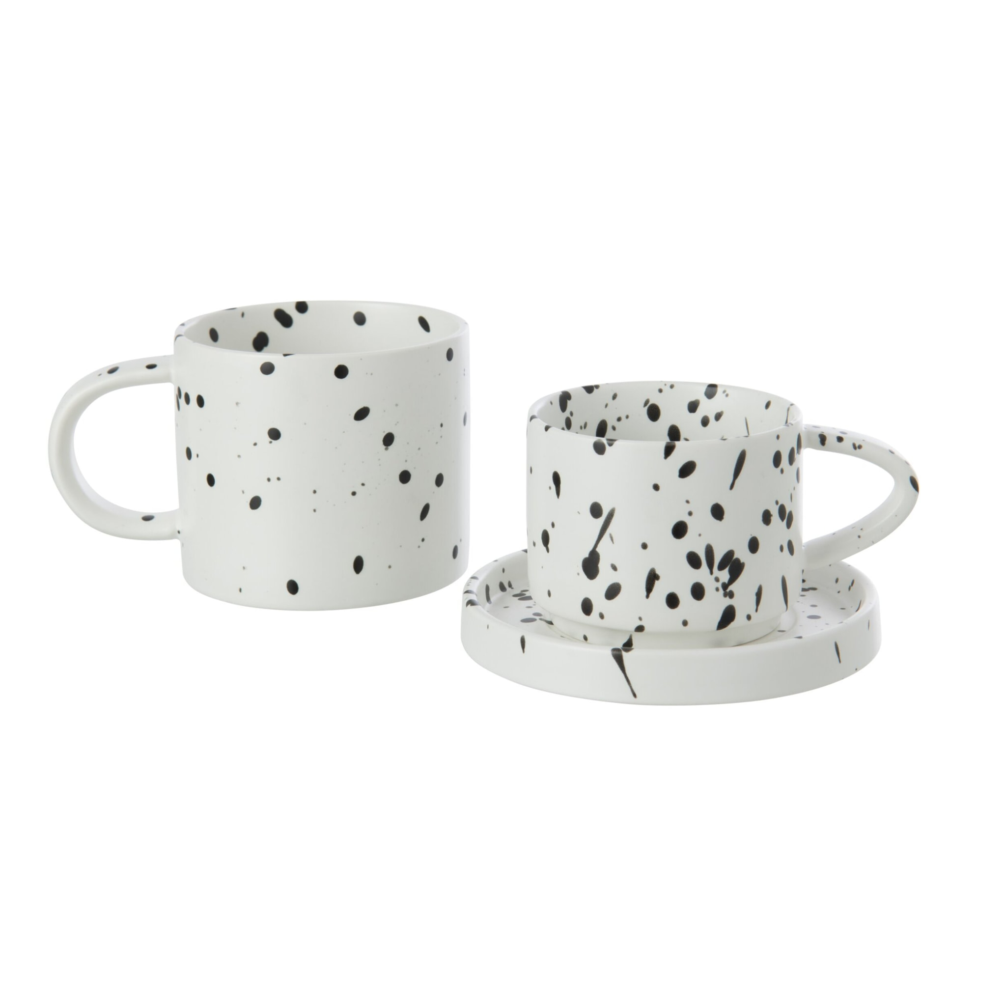 J-Line 6 Mugs pois - grès - blanc/noir
