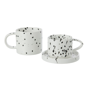 J-Line 6 Mugs pois - grès - blanc/noir
