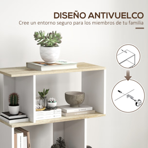 Estantería Librería Estilo Nórdico Librería con 5 Estantes Antivuelco Carga 25 kg para Estudio Oficina Salón 70x29,5x163 cm Roble y Blanco