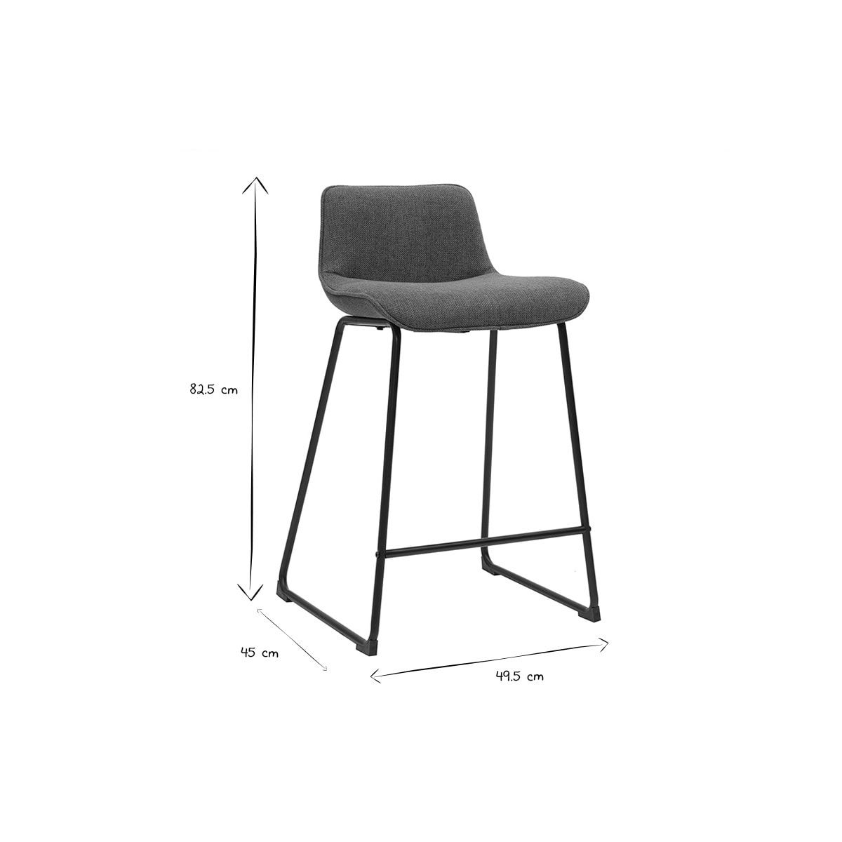 Tabourets de bar en tissu vert kaki et métal H65 cm (lot de 2) BOOST