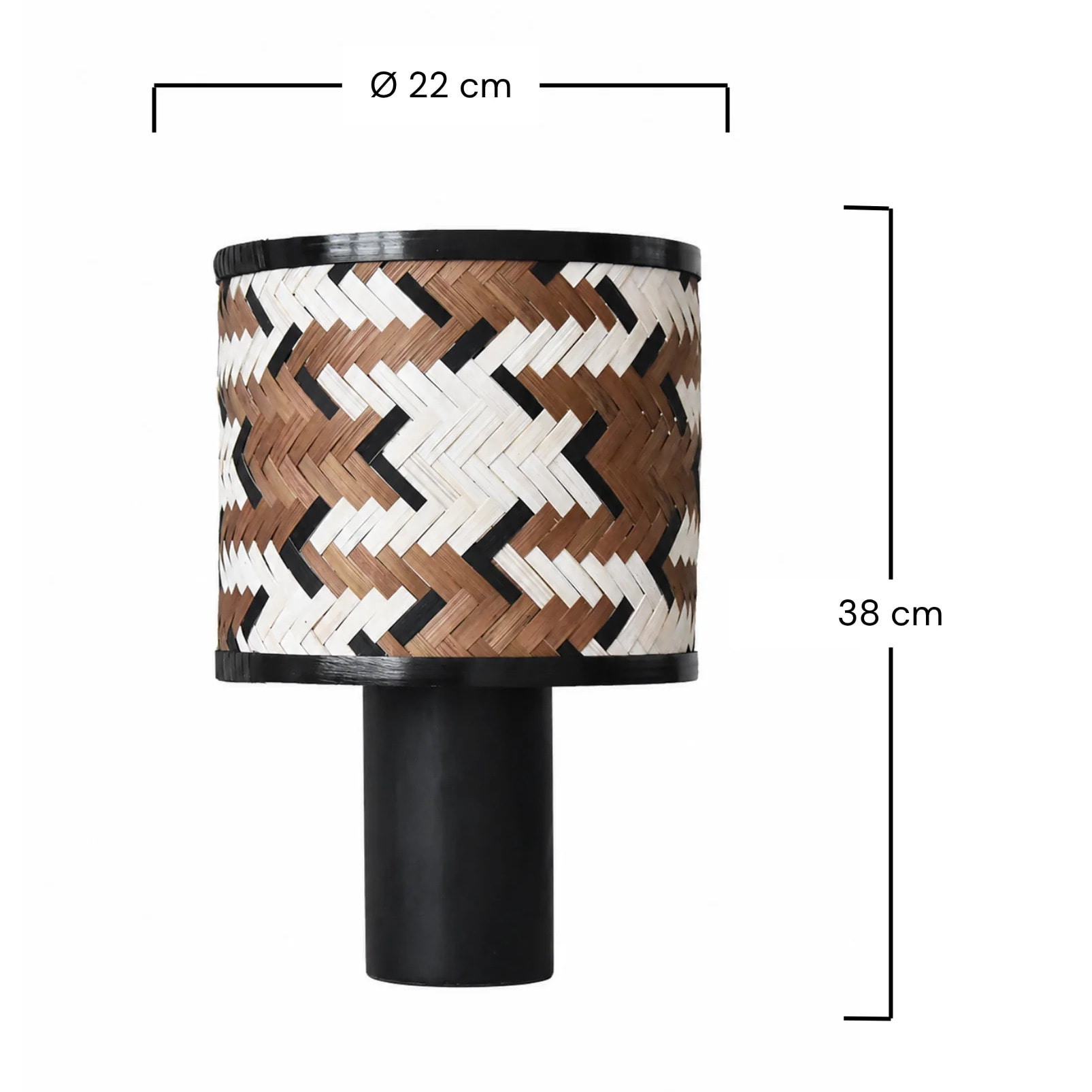 Lampe à poser en bois de chêne et bambou marron et noir - Phil