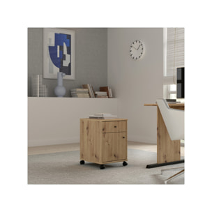 Caisson H. 54 cm avec roulettes et décor chêne artisan - MIA