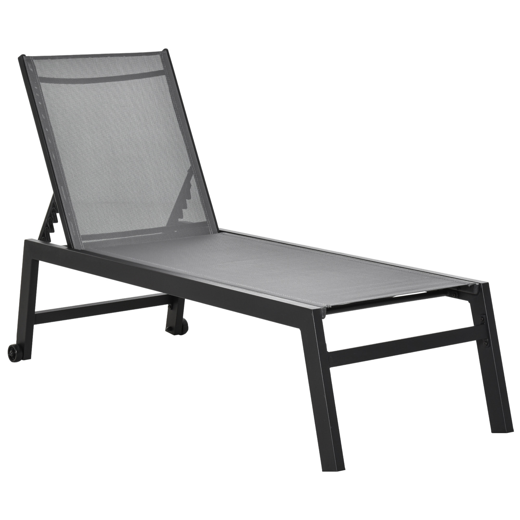 Tumbona para Exterior con Ruedas Chaise Longue de Jardín Respaldo Regulable