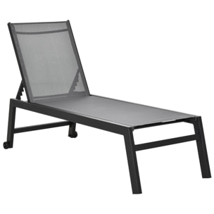 Tumbona para Exterior con Ruedas Chaise Longue de Jardín Respaldo Regulable