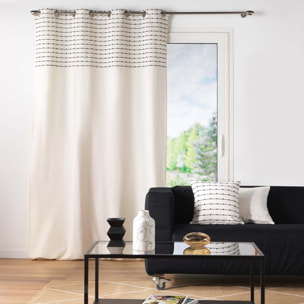 Rideau en coton recyclé à top fil coupé - Naturel