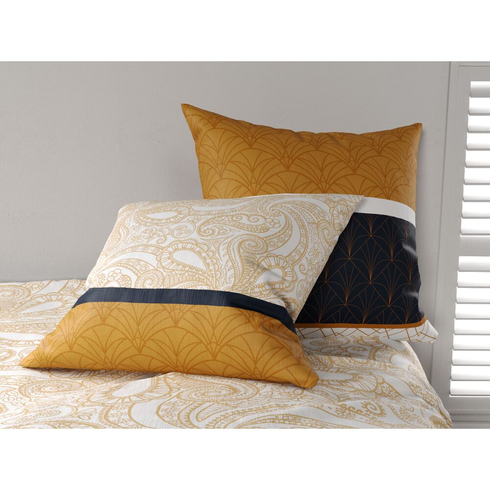 Parure housse de couette Coton 57fils Felora Ocre