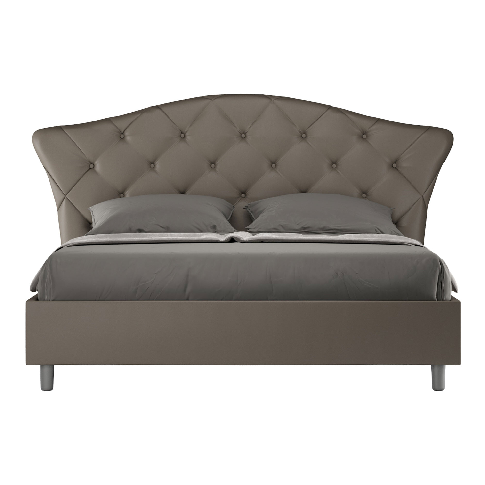 Letto contenitore imbottito 160x200 similpelle cappucino Langre