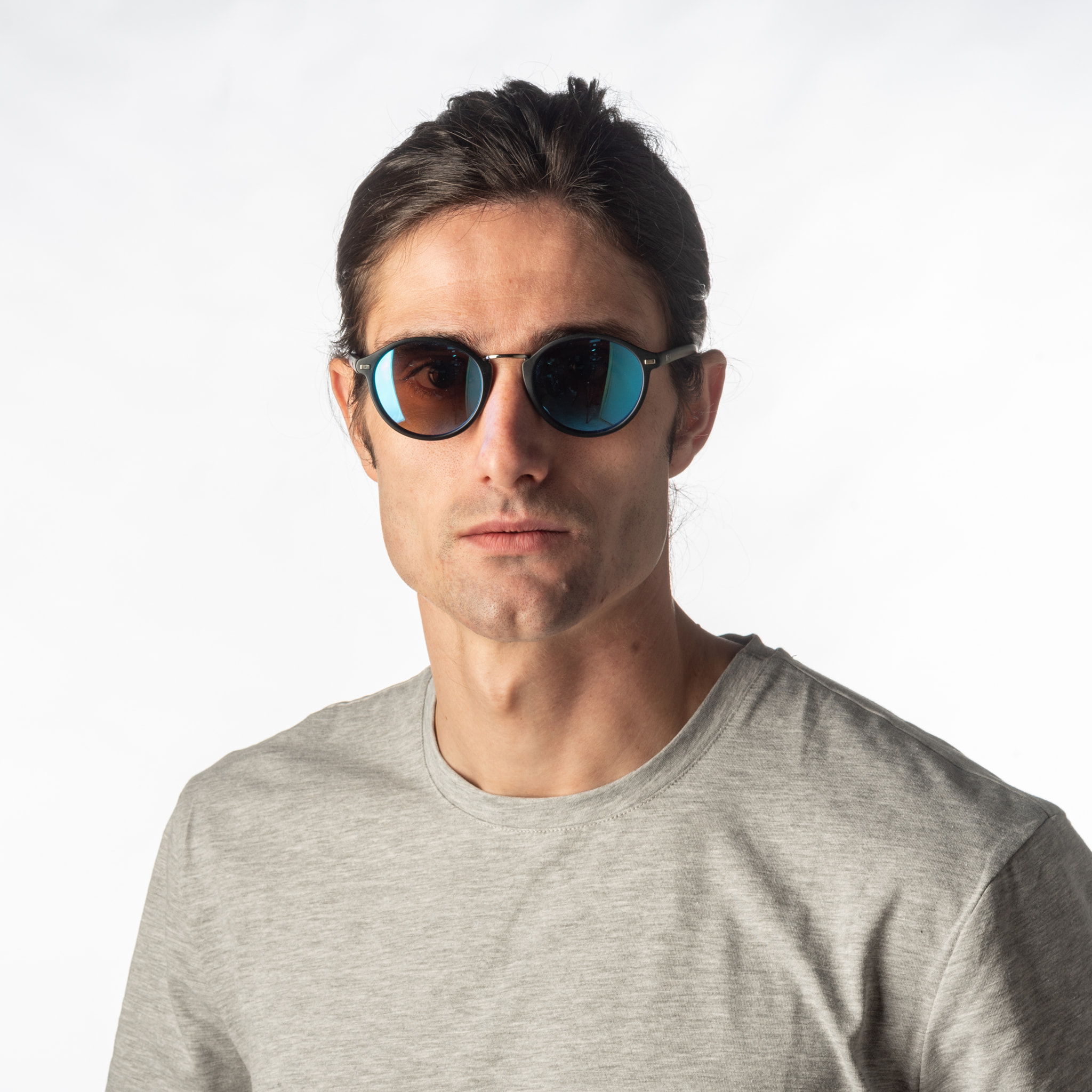 Gafas de sol OCEAN LILLE - Negro mate / Revo azul cielo