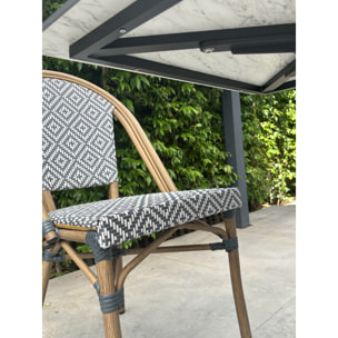 BISTRO - Ensemble repas de jardin 2 places en acier et plateau en HPL