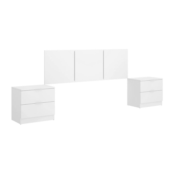 Testiera letto Oliwa, Spalliera, Testata per camera da letto, Poggiatesta, 257x34 h96 cm, Bianco