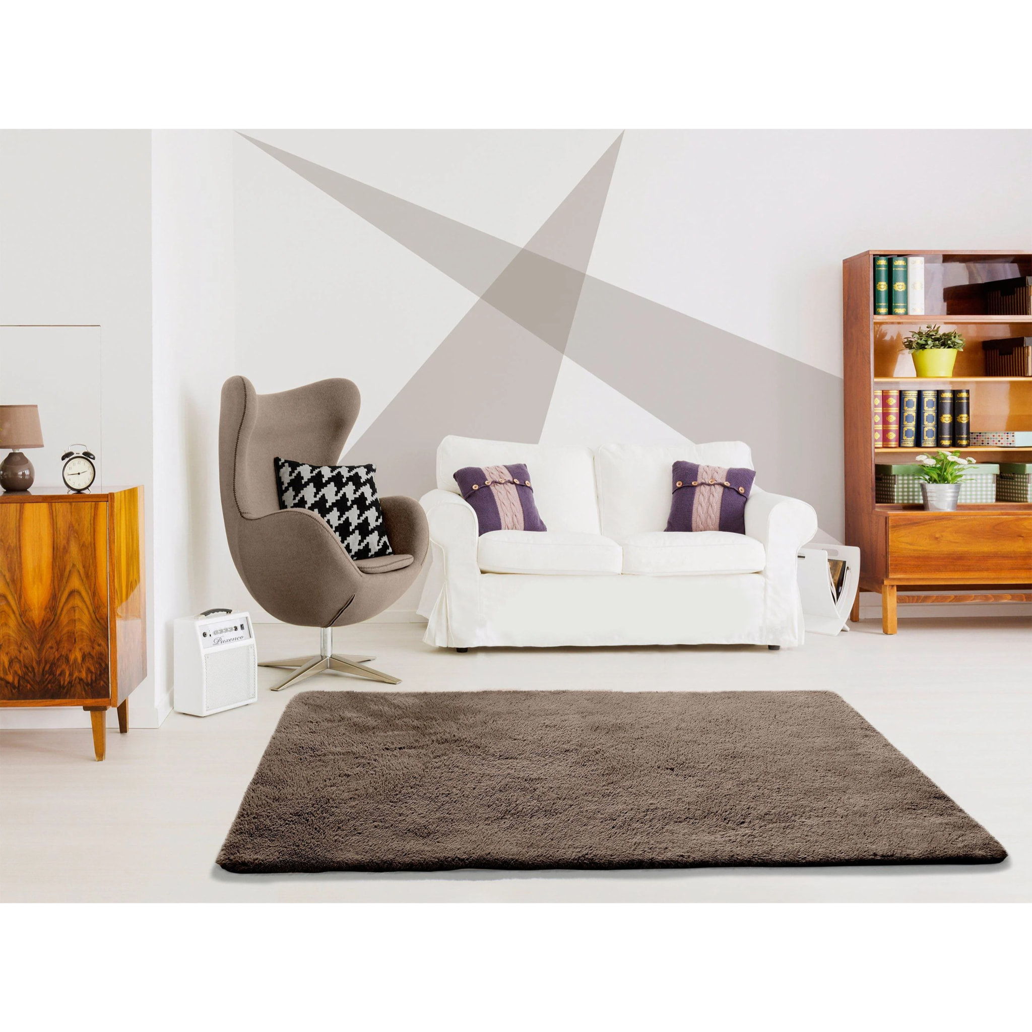 ALPACA Alfombra shaggy lisa en color visón, varias medidas disponibles