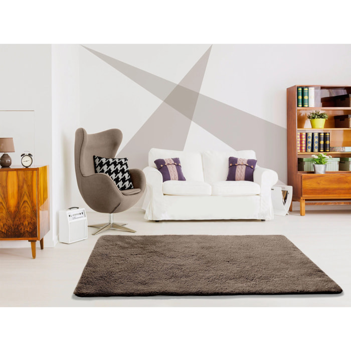 ALPACA Alfombra shaggy lisa en color visón, varias medidas disponibles