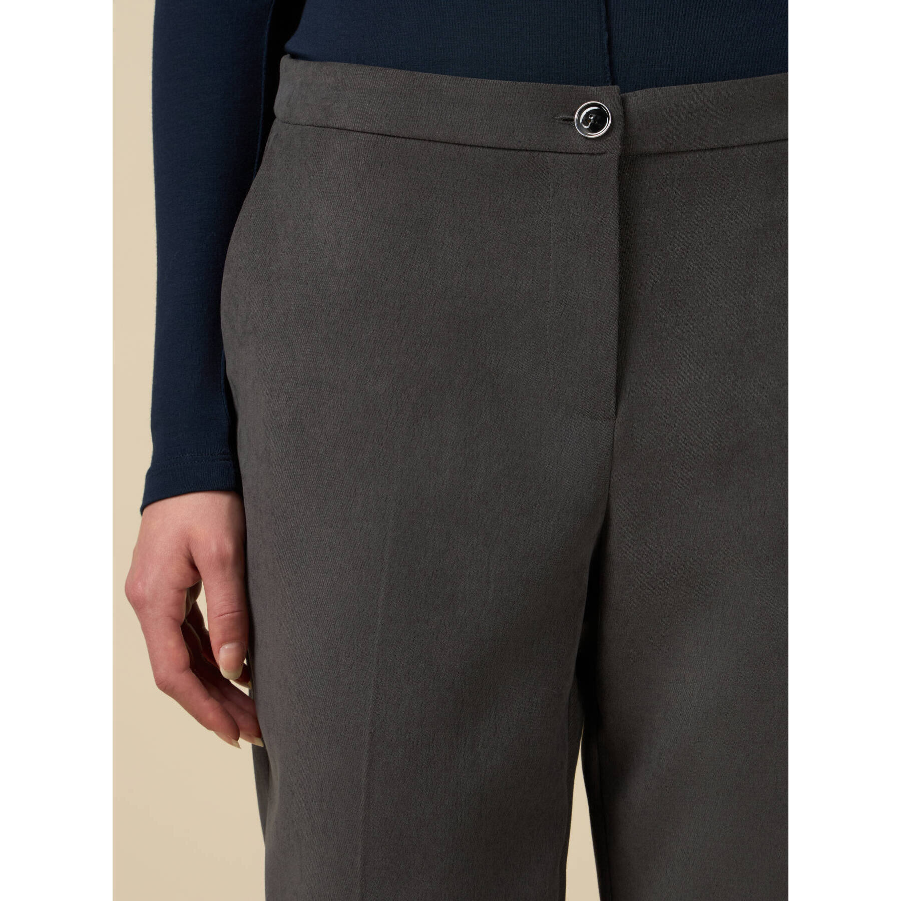 Oltre - Straight velvet trousers - Gris