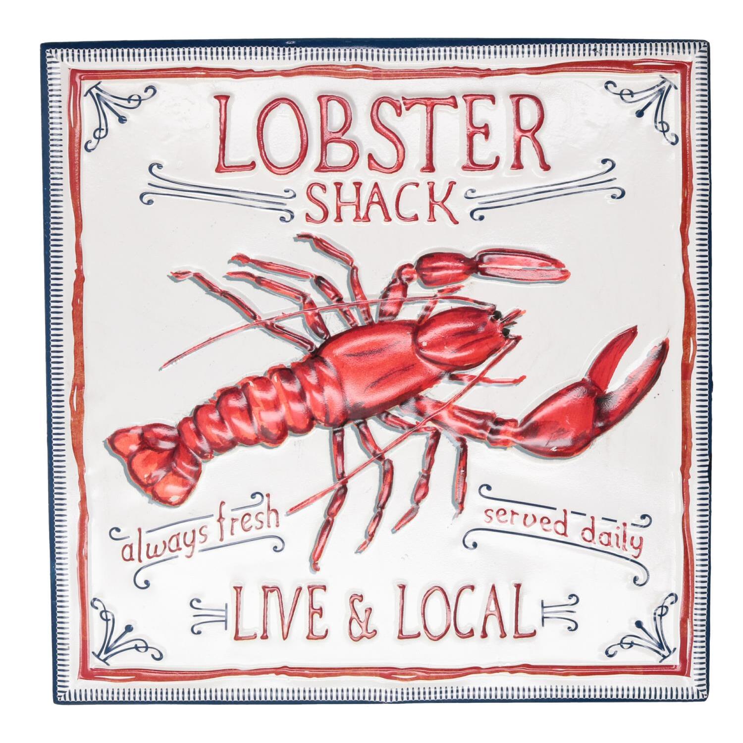 Quadro in metallo "mare" aragosta cm41,5x41,5x0,2