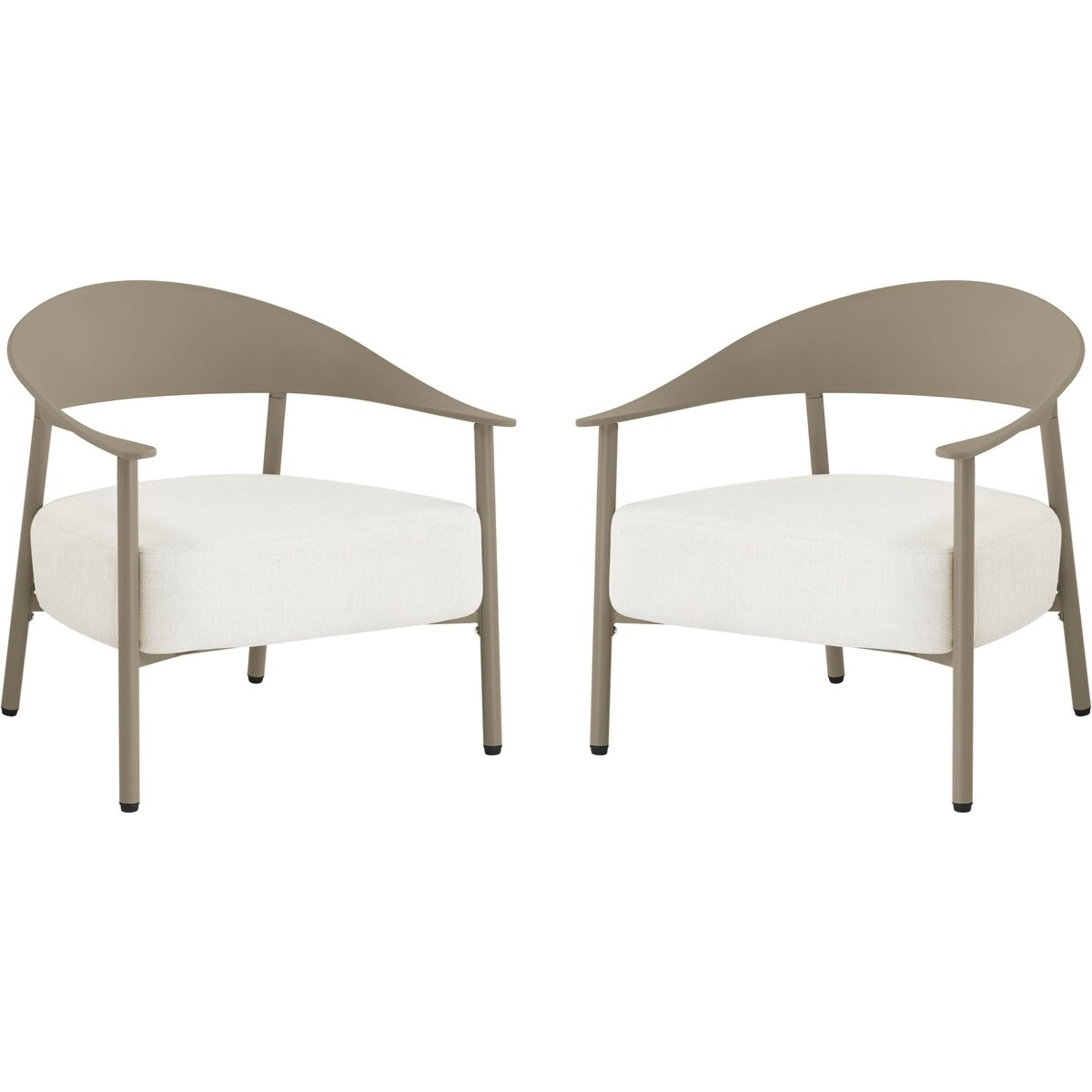 Lot de 2 fauteuils de jardin en plastique et métal "Céora" - Taupe