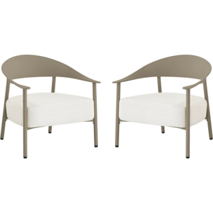 Lot de 2 fauteuils de jardin en plastique et métal "Céora" - Taupe
