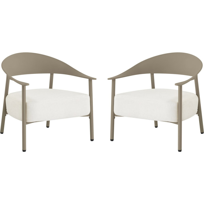 Lot de 2 fauteuils de jardin en plastique et métal "Céora" - Taupe