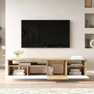 Mobile porta TV Dgiulian, Credenza da soggiorno, Armadio basso per TV, Base parete attrezzata, 180x45h45 cm, Quercia e Bianco