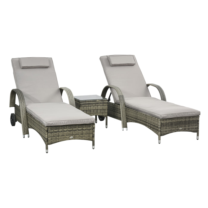 Lot de 2 transats – Grand confort – Table incluse