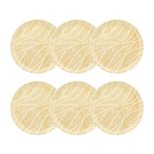 Lot de 6 assiettes à dessert 20cm en grès à motif jaune SAVANE