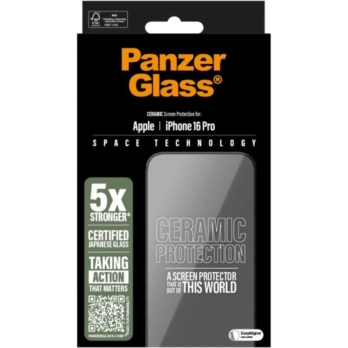 Protège écran PANZERGLASS iPhone 16 Pro Ceramic verre trempé