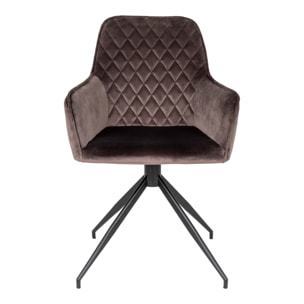 Sedia da pranzo girevole Harbo in velluto mushroom con base nera