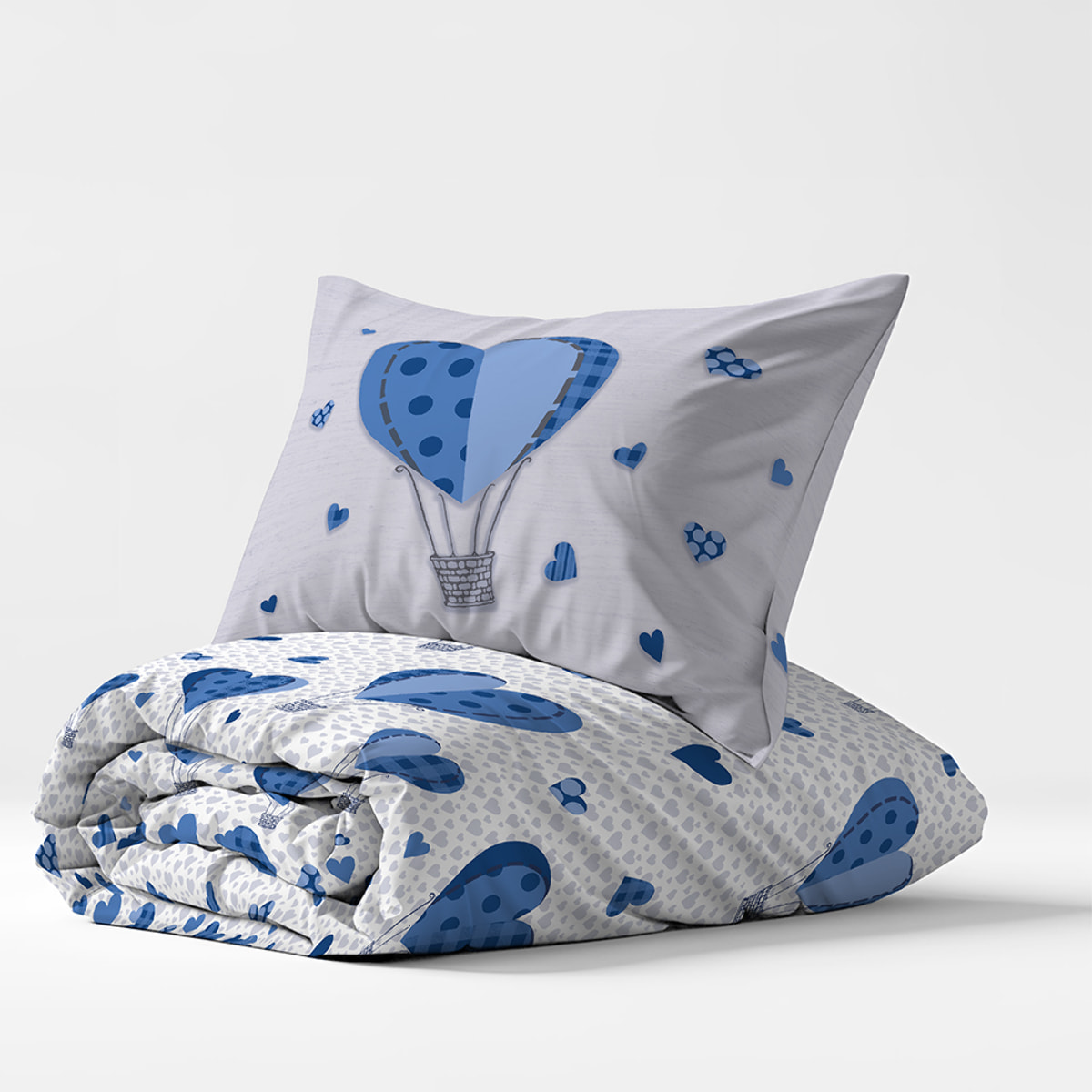 Parure copripiumino mongolfiera blu 100% cotone