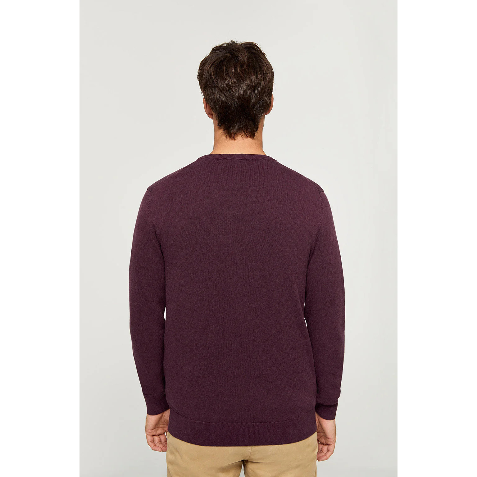 Maglione basic a V in bordeaux con logo Rigby Go