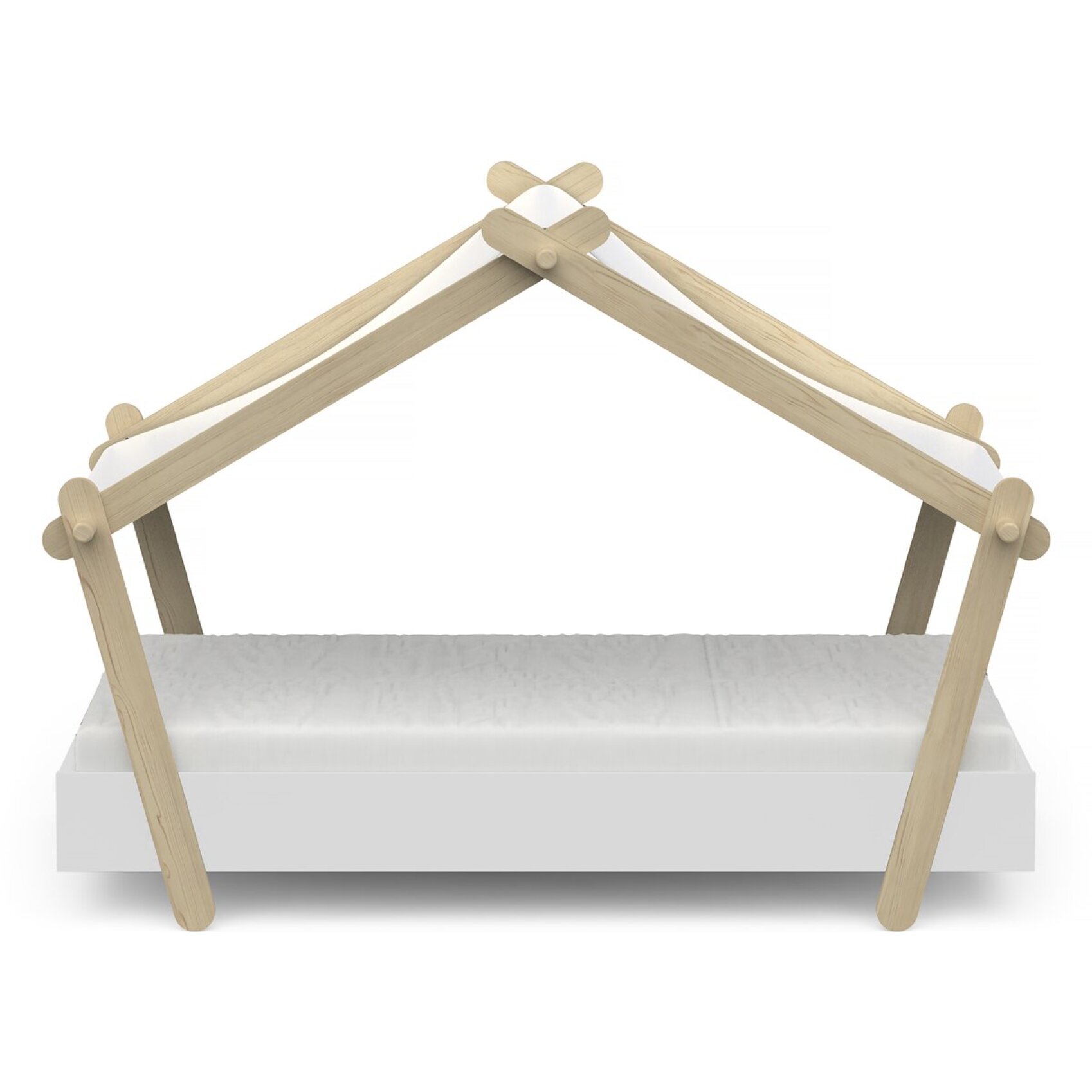 Lit cabane surélevé enfant " Lodge " - 70 x 140 cm - Blanc mat
