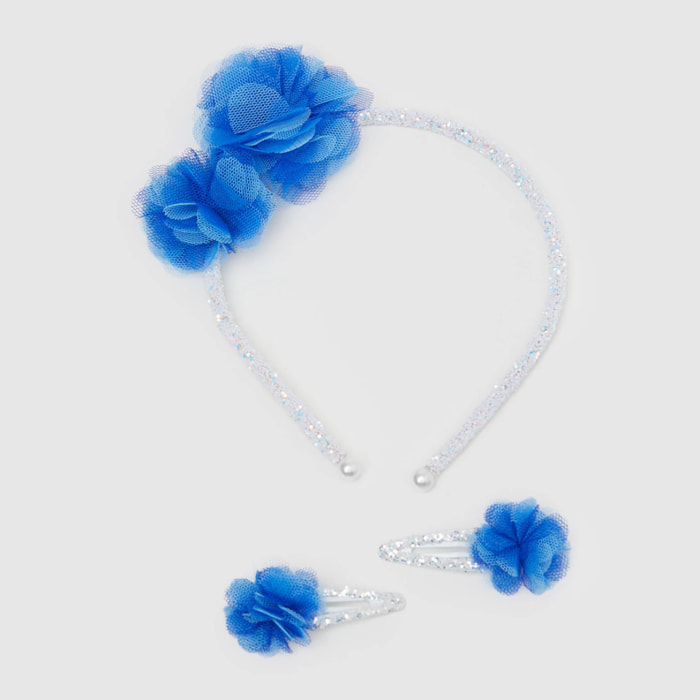 Pack un cerchietto e 2 fermagli fiori