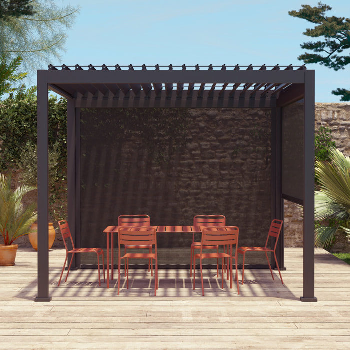 Store gris pour pergola bioclimatique – Triomphe – 3x4 m. aluminium et textilène