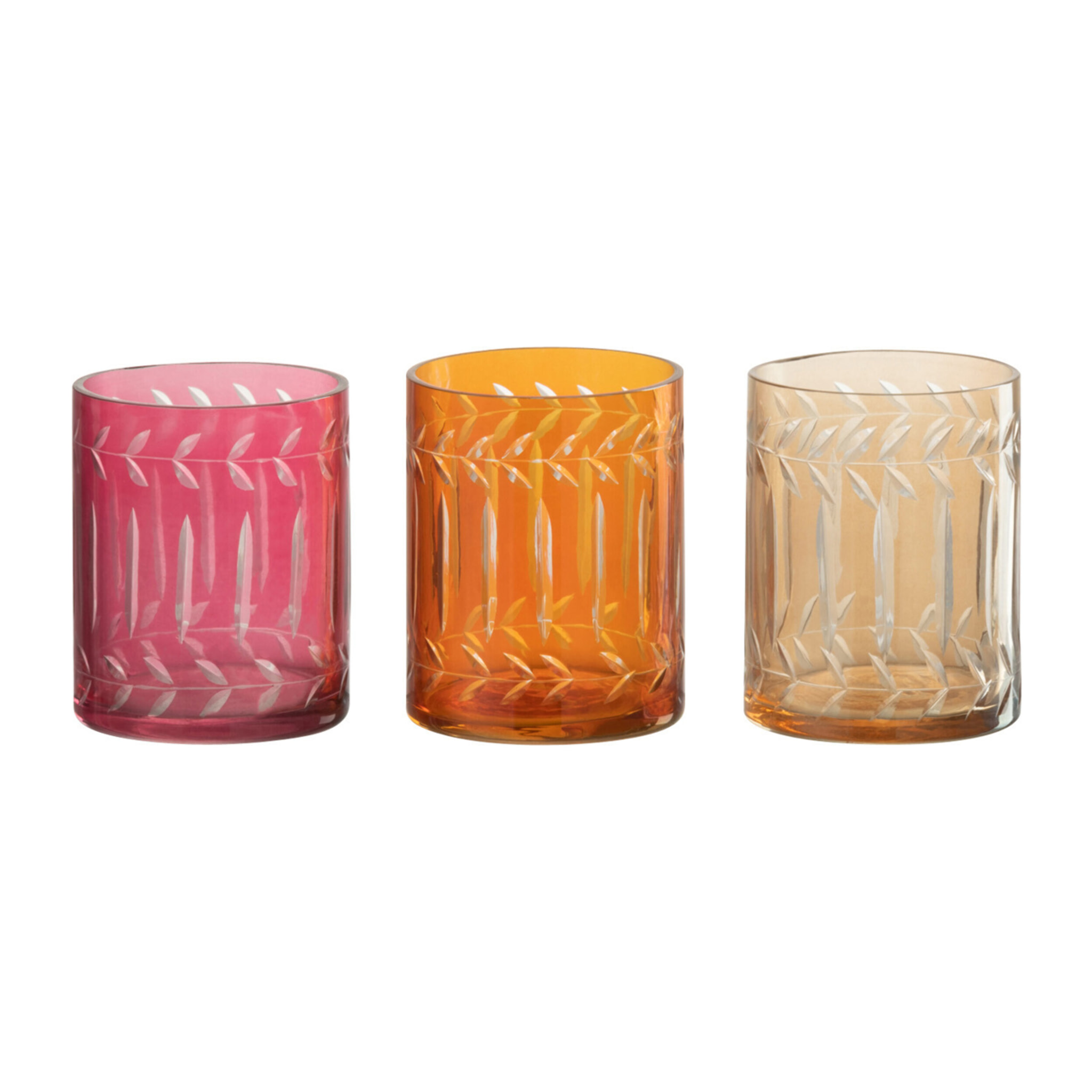 J-Line photophore Feuilles Droit - verre - mix - 3 pcs