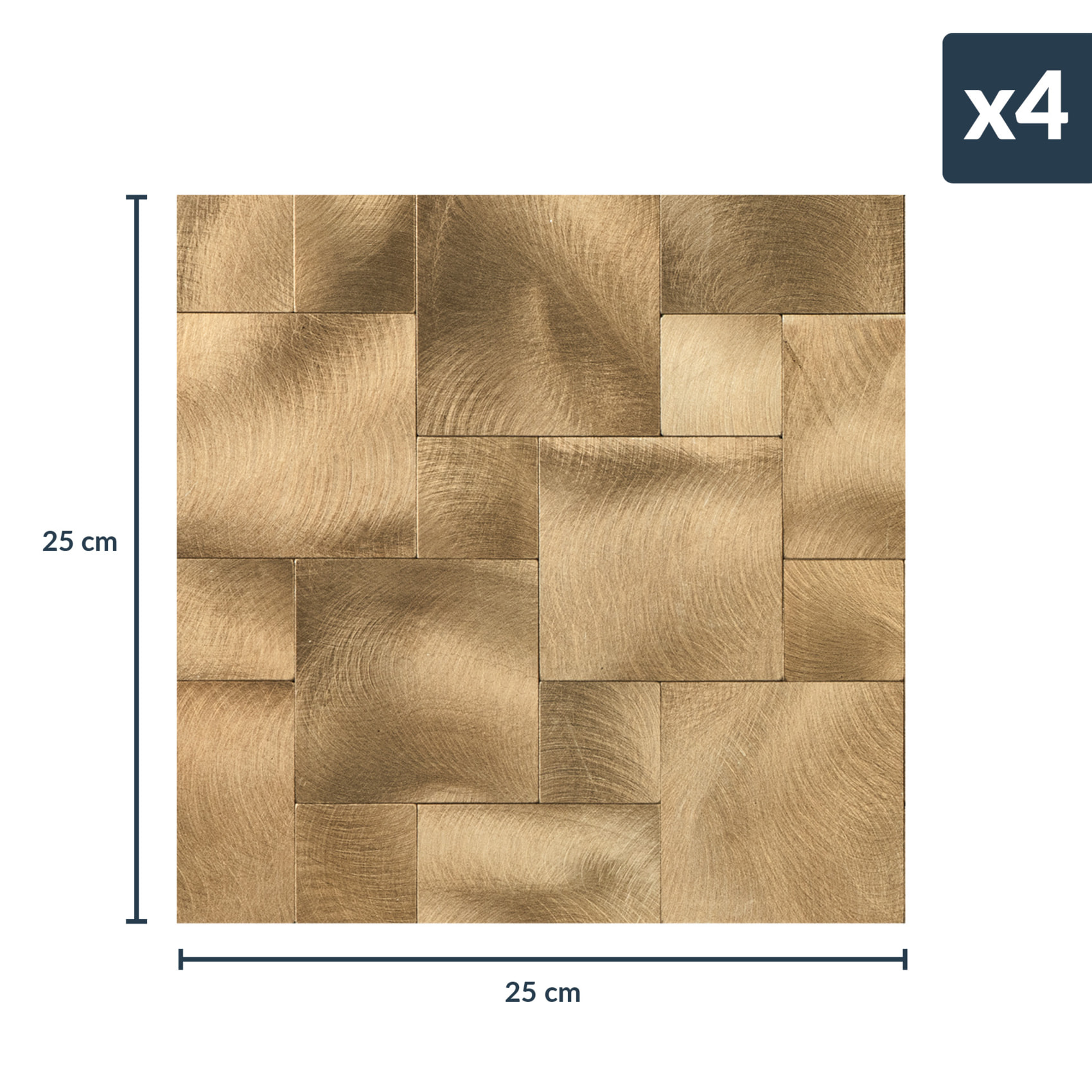 Crédence adhésive murale 3D  - Effet tressé 4 pièces - Cuivre