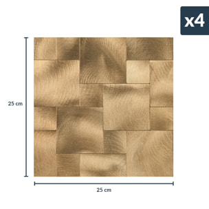 Crédence adhésive murale 3D  - Effet tressé 4 pièces - Cuivre