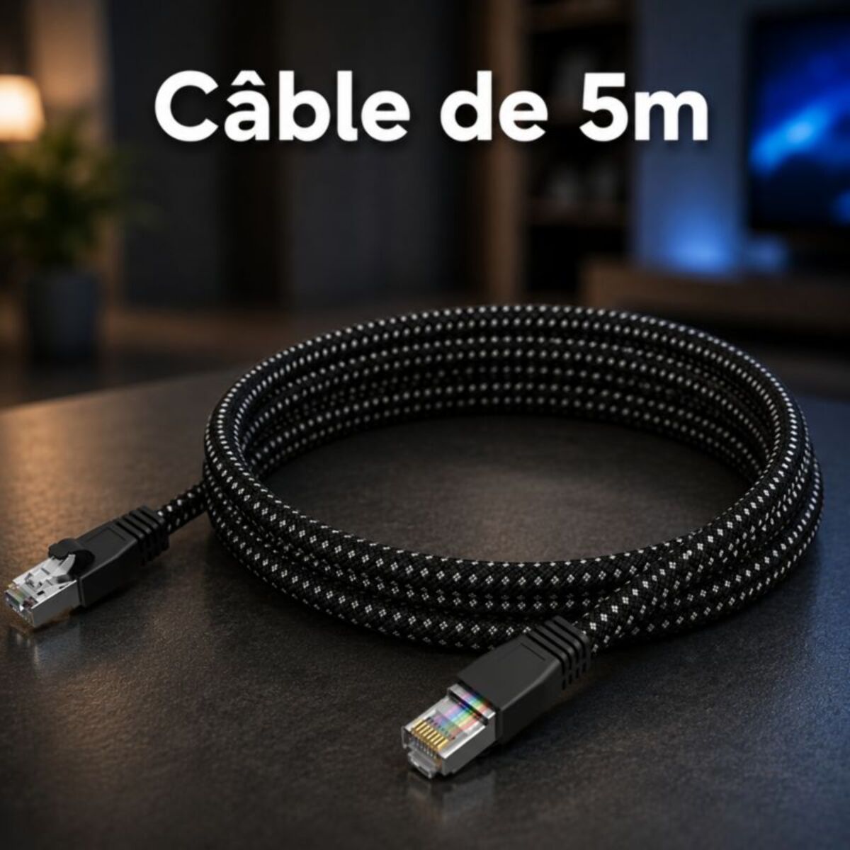 Câble Ethernet ESSENTIELB RJ45 5M Droit CAT6E noir