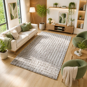 Tapis shaggy, faux uni sobre, poil long shaggy moelleux