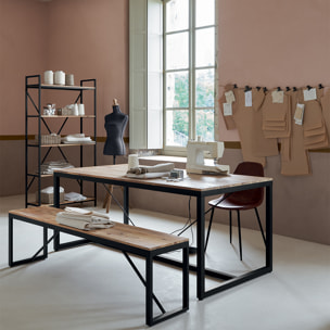 Bibliothèque "Edena" - métal & acacia 90x180 cm