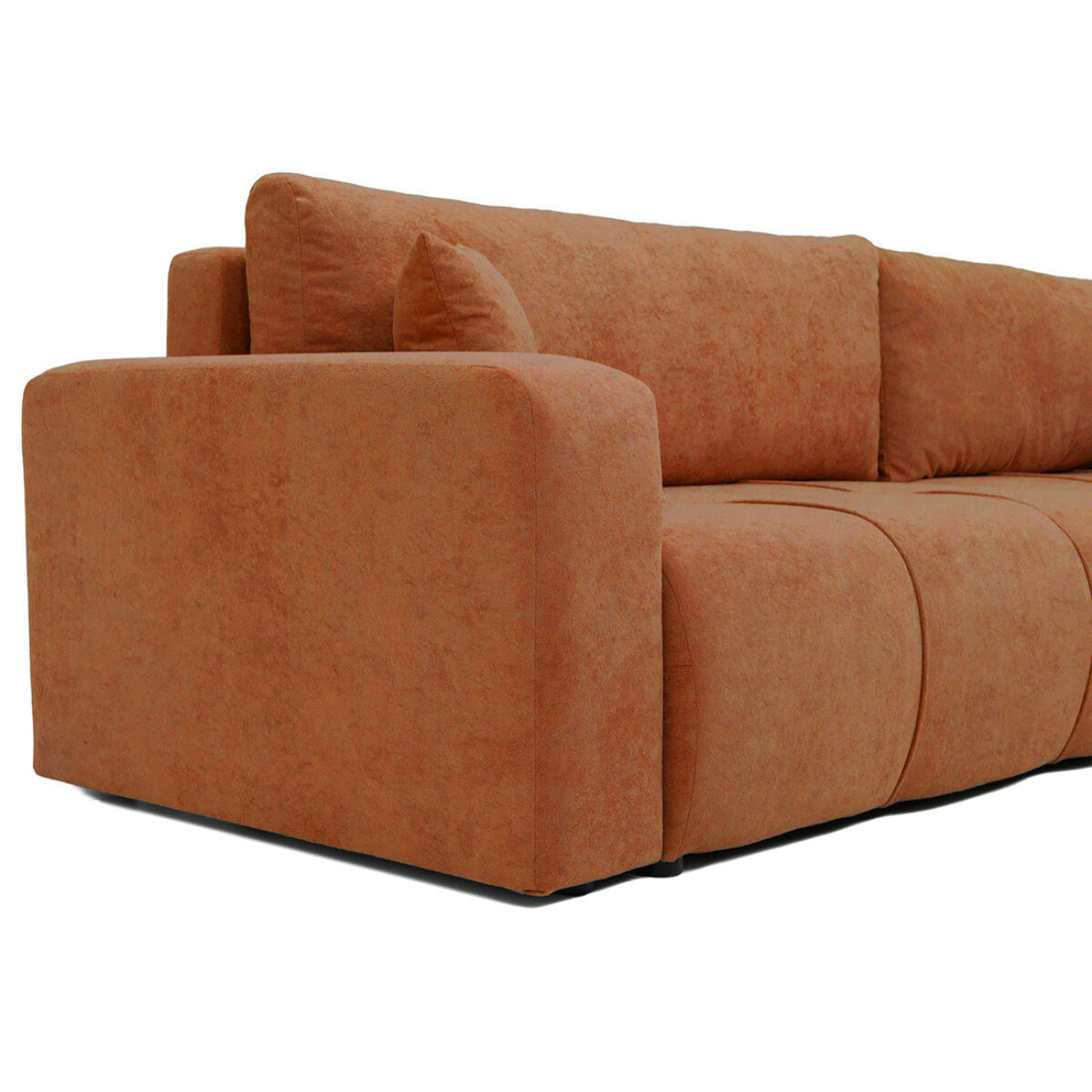 Nicole - Canapé d'angle réversible 5 places convertible avec coffre en tissu - Rouille